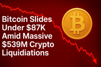 Bitcoin Slides Under $87K Amid Massive $539M Crypto Liquidations