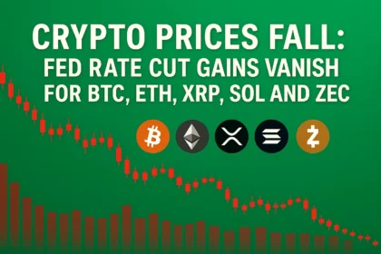 Crypto Prices Fall: Fed Rate Cut Gains Vanish for BTC, ETH, XRP, SOL and ZEC
