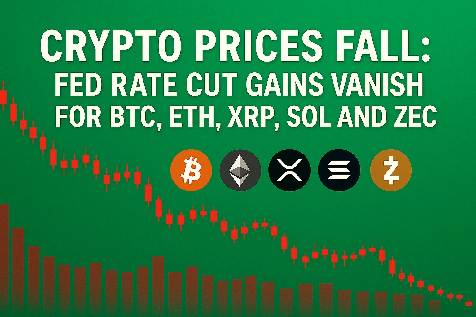 Crypto Prices Fall: Fed Rate Cut Gains Vanish for BTC, ETH, XRP, SOL and ZEC
